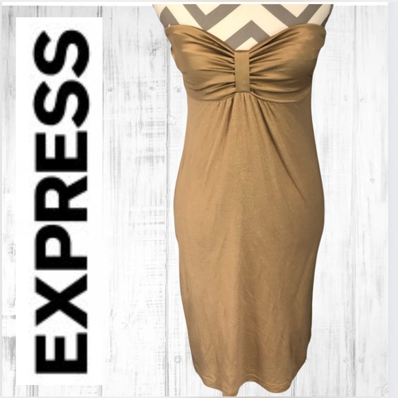 Express Dresses & Skirts - EXPRESS strapless gold dress Sz M